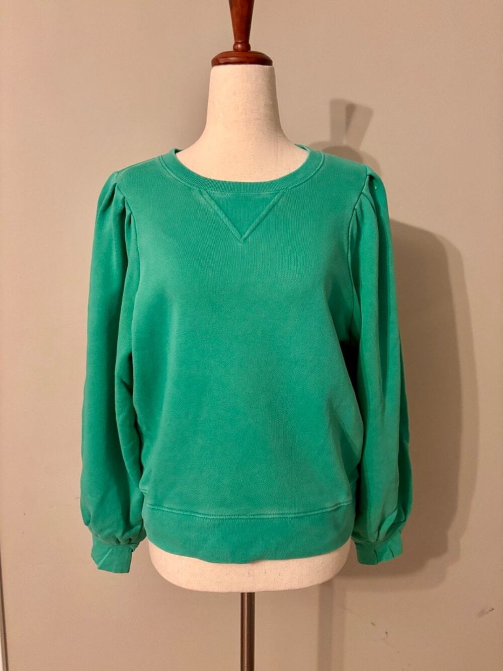 Rails Womens Sweatshirt Small Green Puff Sleeve Crewneck Pullover
